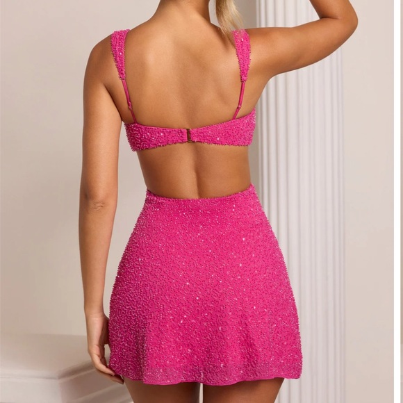 EMILION
Embellished Cut Out Mini Dress in Fuschia - Picture 6 of 13